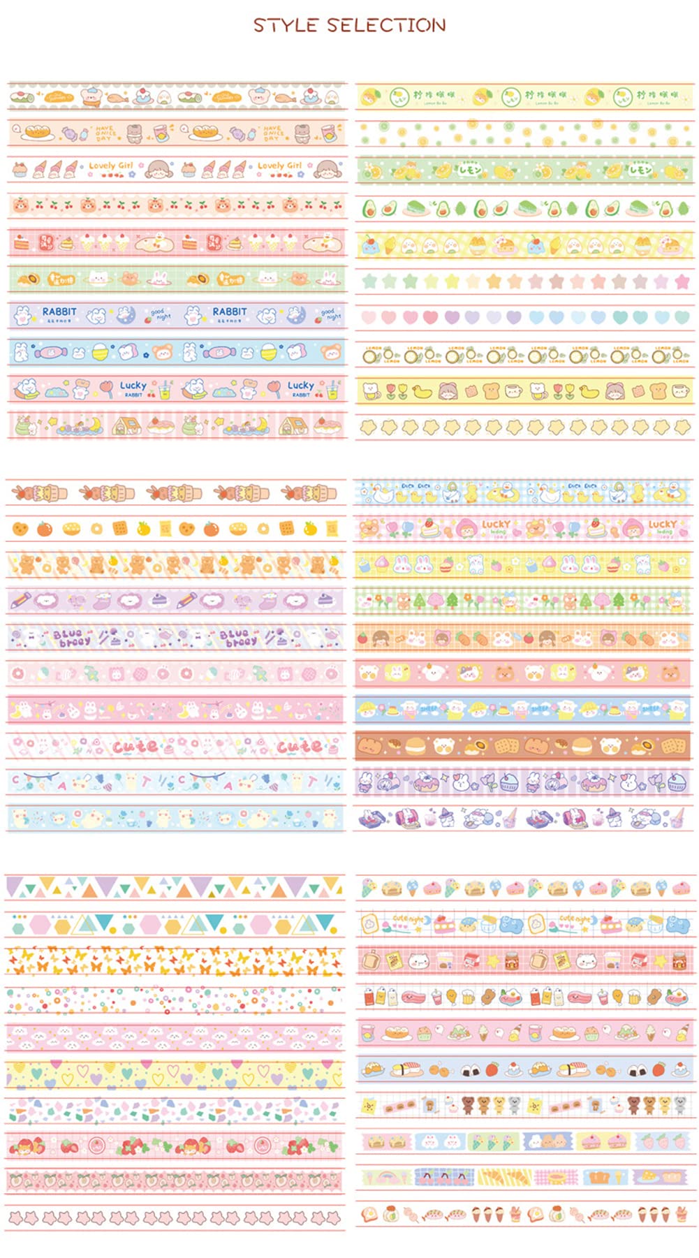 MAFELOE 2 Meters Long 60 Rolls Washi Tape Set, Decorative Adhesive Supplies for Scrapbook, Arts & Crafts-Cute Suit (White Box)