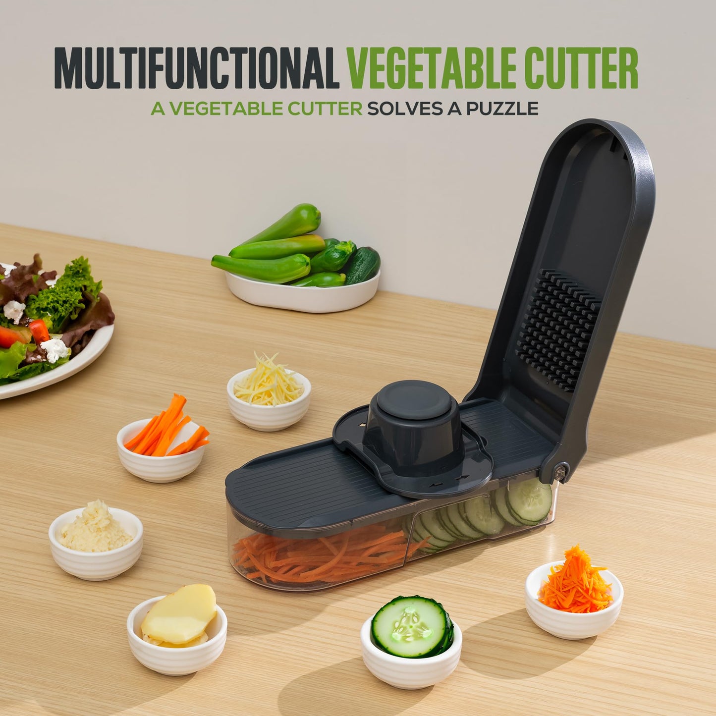 Vacream Heavy Duty 6-in-1 Vegetable Chopper & Mandoline Slicer | 6-Blade Onion Dicer Cutter with Storage Container | Kitchen Prep Tool for Meal Planning & Cooking