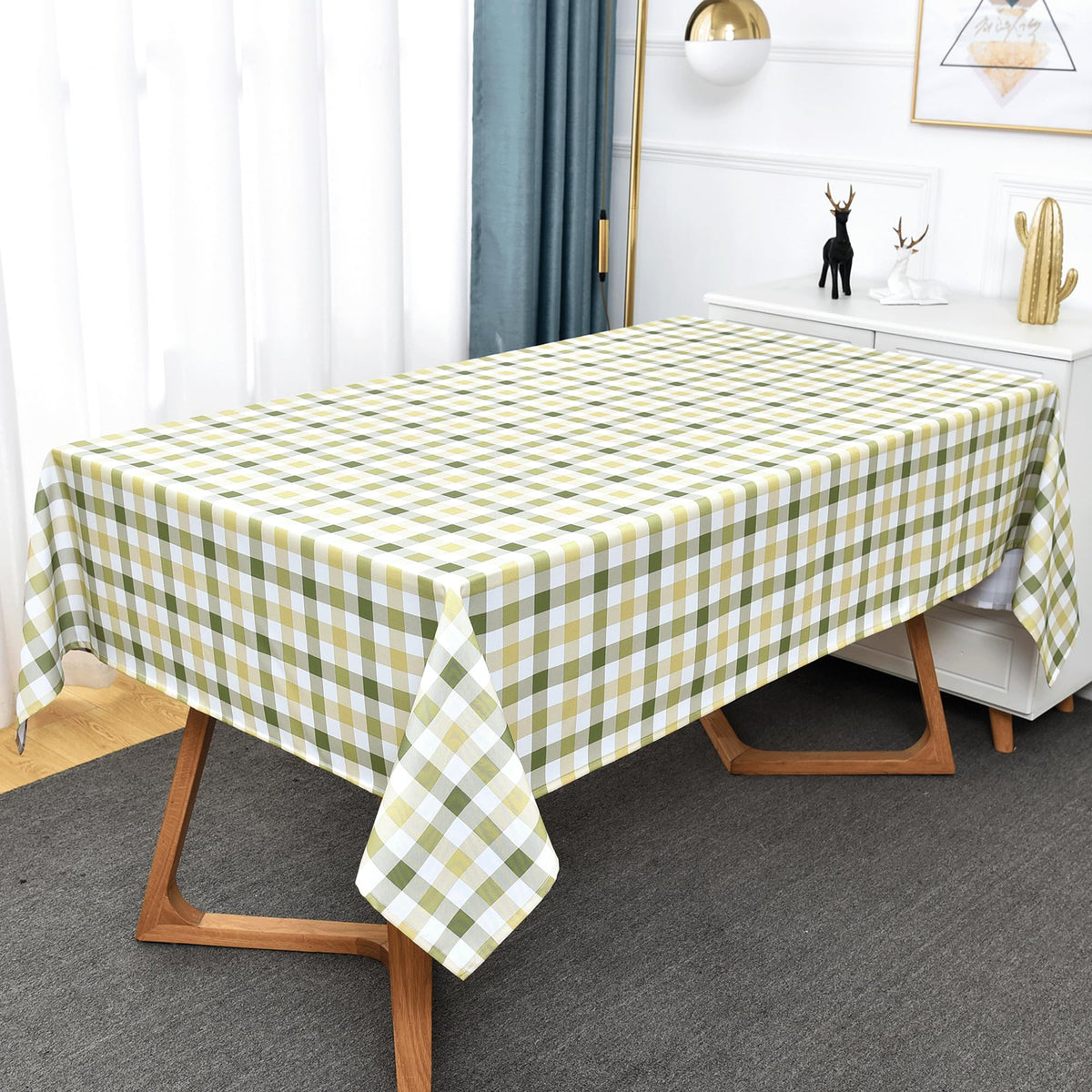 Classic Gingham Plaid Tablecloth Fabric