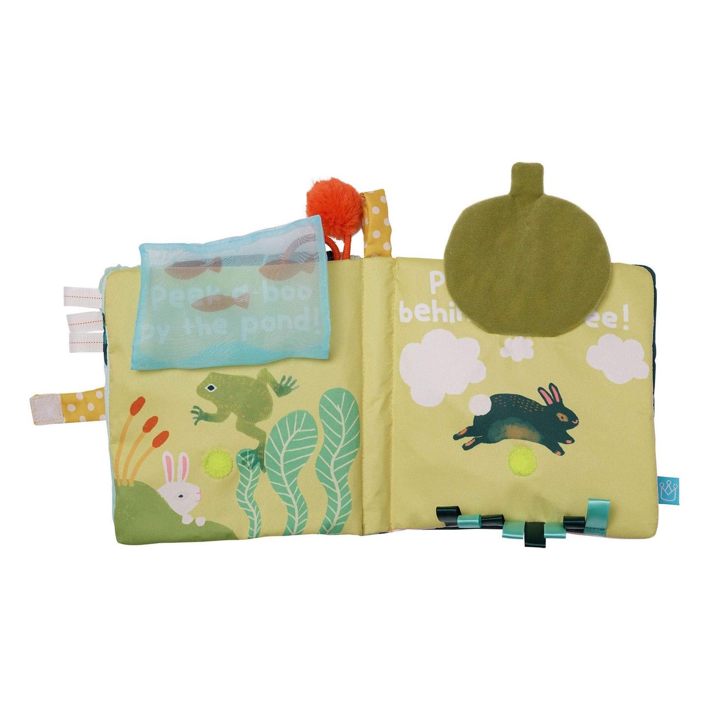 Manhattan Toy Fairytale Peek-a-Boo Soft Activity Crinkle Book for Baby & Toddler with Tethered Bunny Squeaker Small