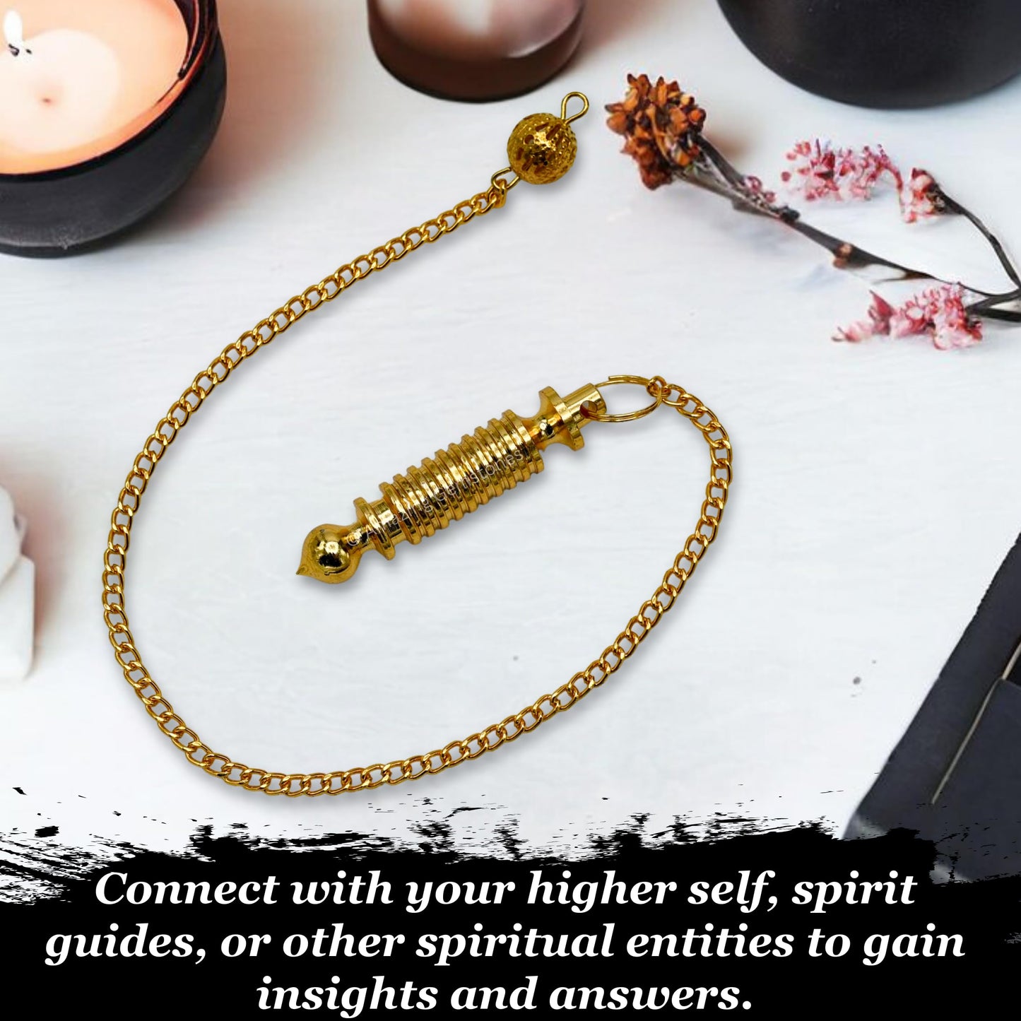 Amazing Gemstone Healing Metal Pendulums for Divination, Gold 10 Ring Double ISIS Steel Copper Pendulum High Energy Pendulo de Bronce Pendulos de Mesa MP35