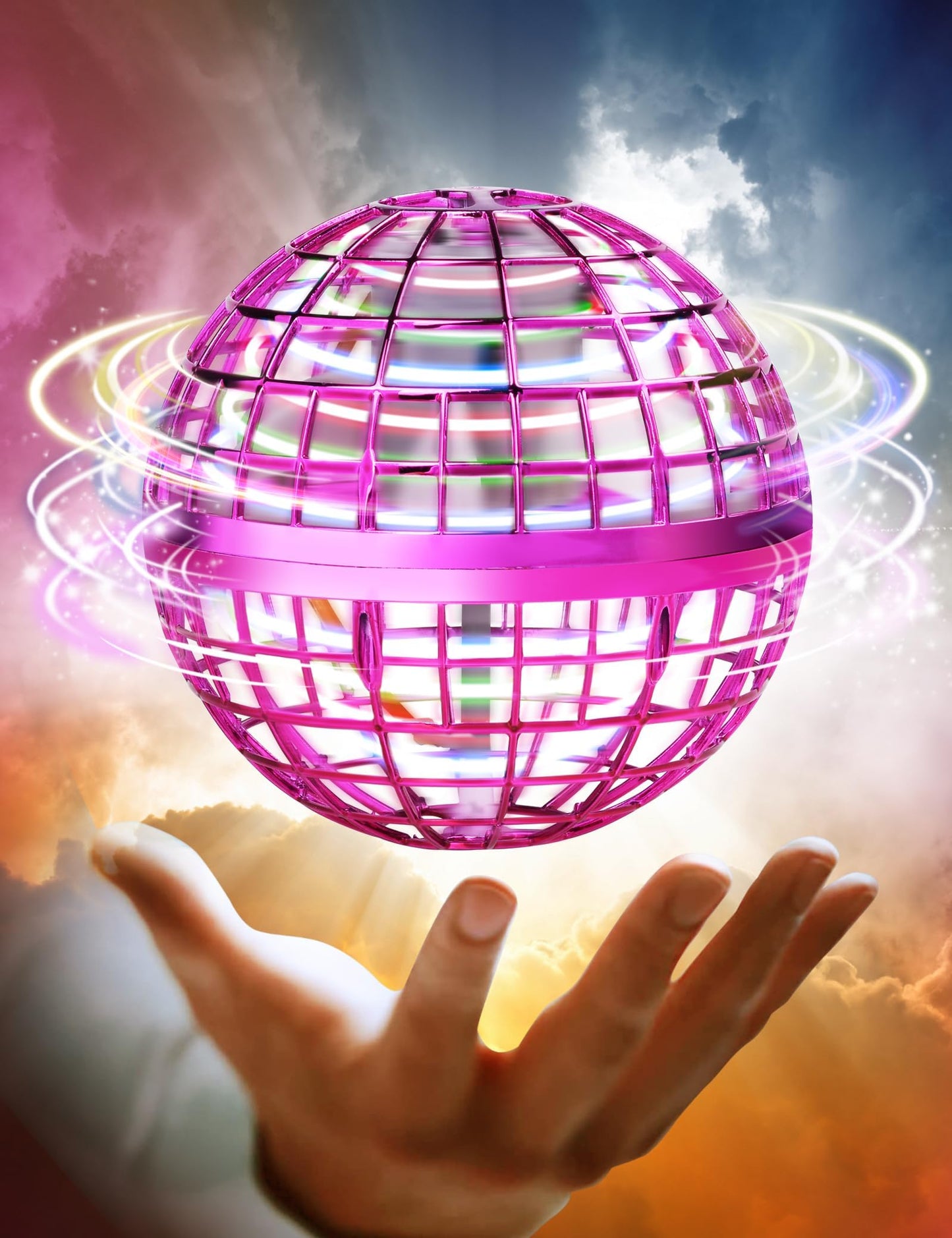Galaxy Ball, Upgraded 2024 Hand-Controlled Flying Orb Toy for Kids - Fly Fidget Spinner, Cosmic Globe 360 Rotating Spinning Hover Ball Indoor Outdoor Mini (Purple)