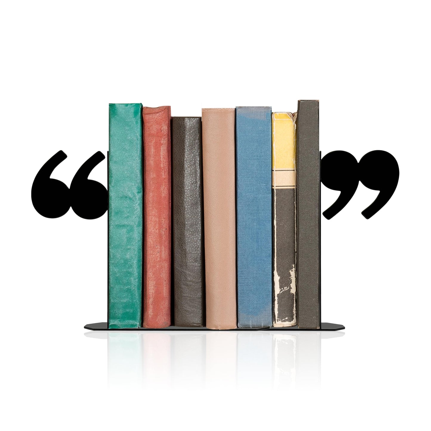 Bookends Decorative Unique Novelty Book Ends for Kids Books - Unique Bookends Decorative Metal Quotation Mark Design Bookshelf Decor, Bookish Decor for Shelves and Book Lovers Gift Ideas