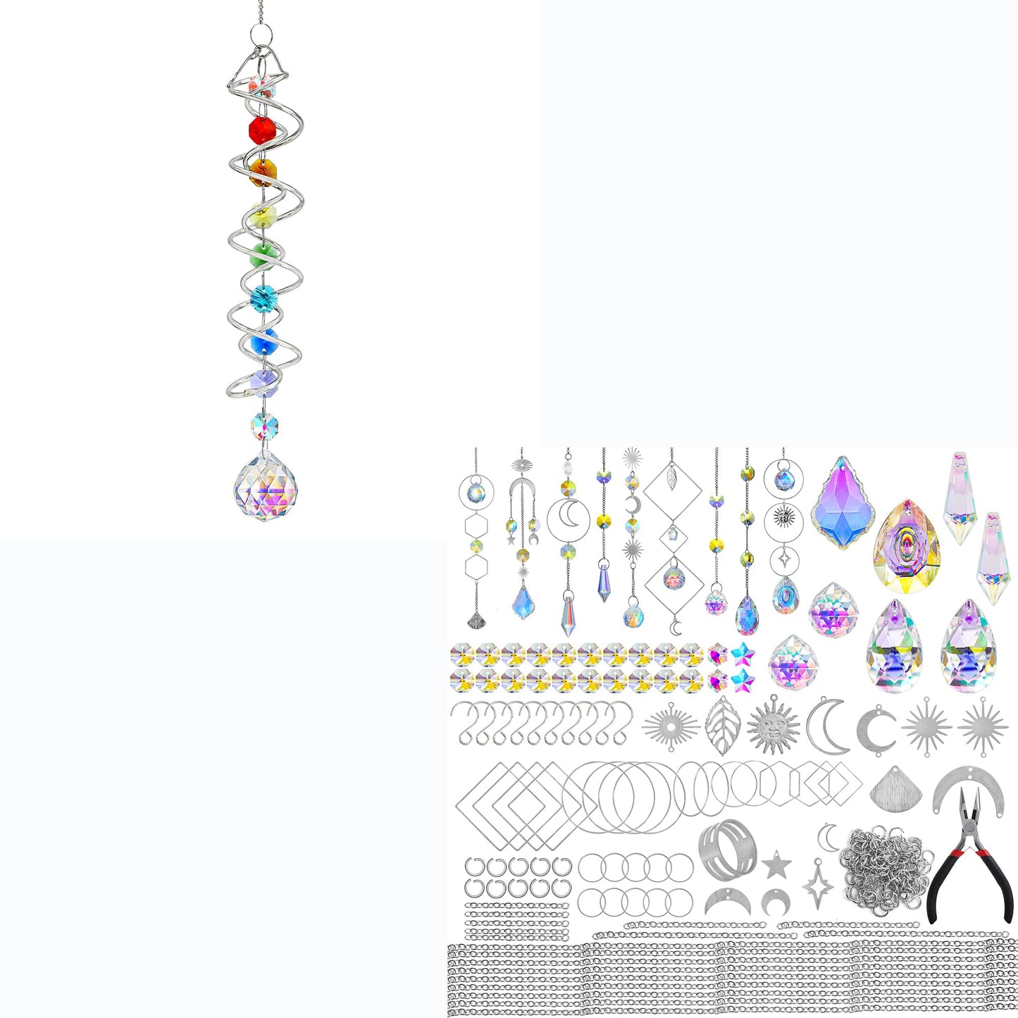 H&D HYALINE & DORA Crystal Decorative Wind Spinner, Crystal Suncatcher Assembly Craft Kits, Rainbow Prisms Beads Pendant, Crystals Hanging for Home Garden Decor