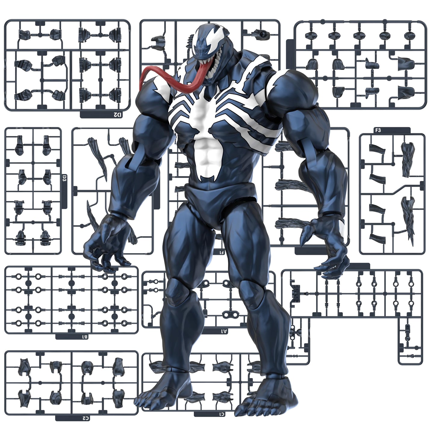 BLOKEES Champion Class - Marvel Rivals - Venom Action Figure - 185 Pieces Model Kit - 6 Inch - 90 Points of Articulation - Assembly Required - No Tools - No Cutting - No Glue - No Paint - Age 14+