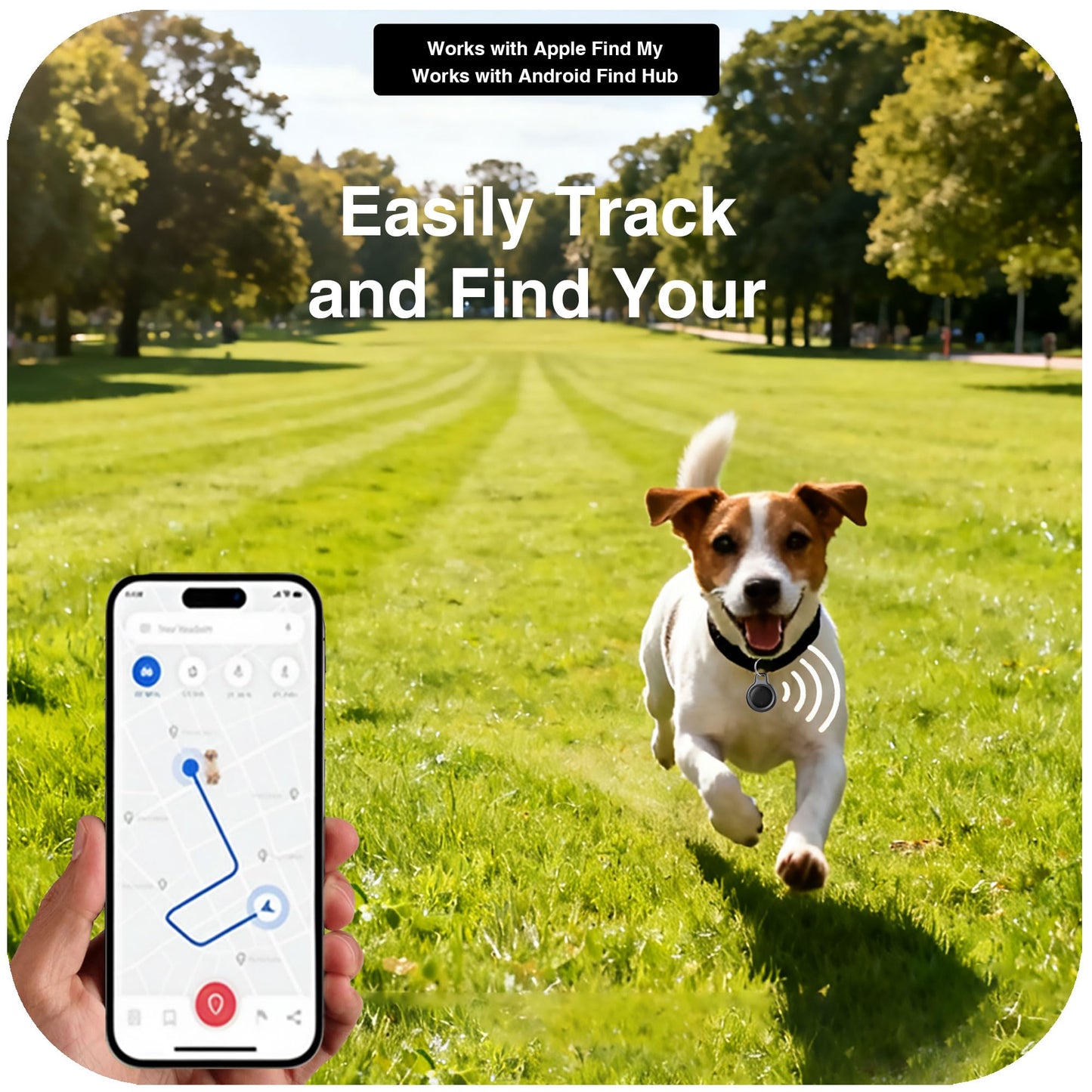 Bluetooth Tracker Works with Apple Find My & Android Find Hub – Key Finder for Keys & Pet Collar, No Monthly Fee, Loud Alarm, Replaceable Battery(2 Pack, Black)