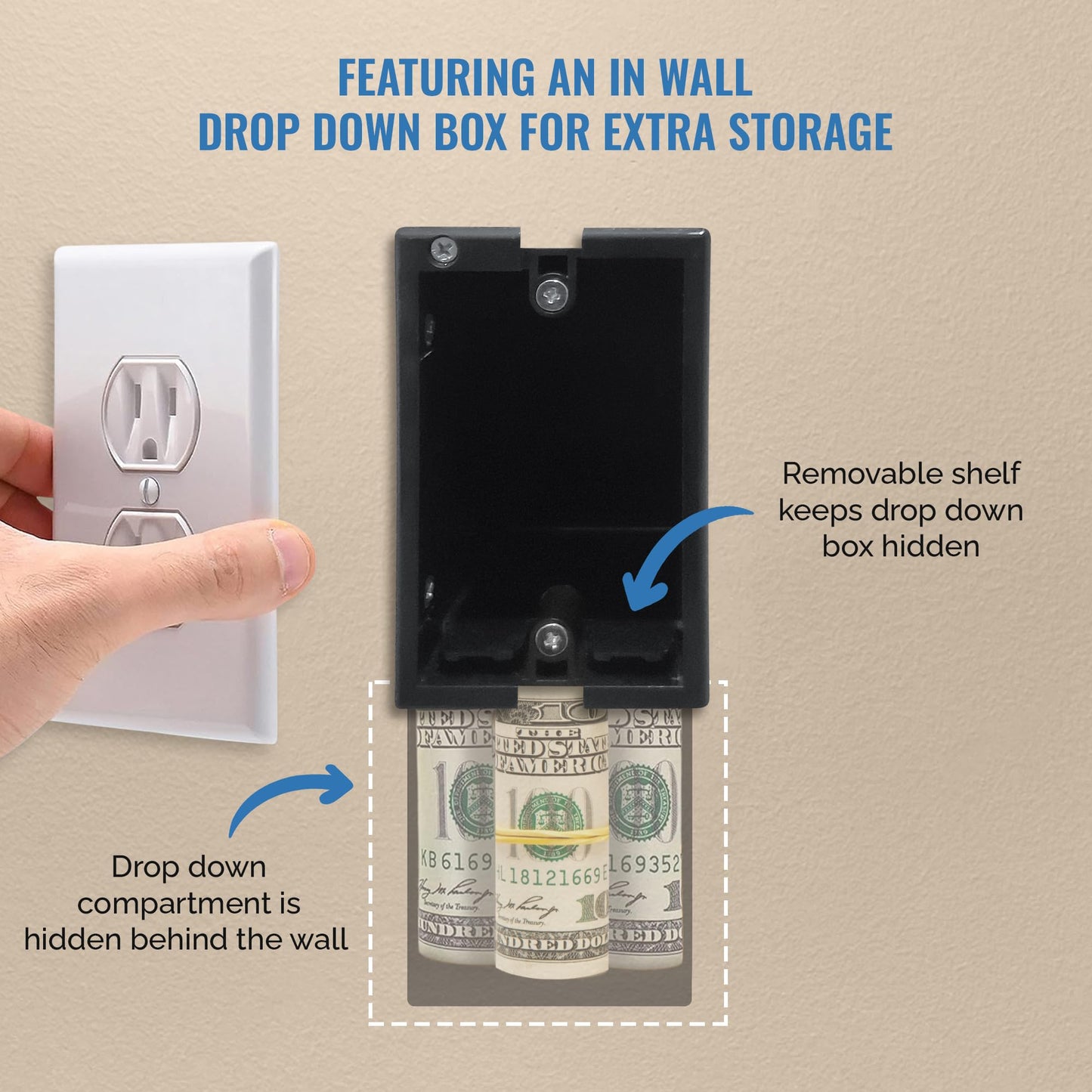 Wall Outlet Safe and Electrical Outlet Hidden Wall Safe, Hide in Plain Sight Key Money Jewelry Storage Cash Holder Safe Box (1)
