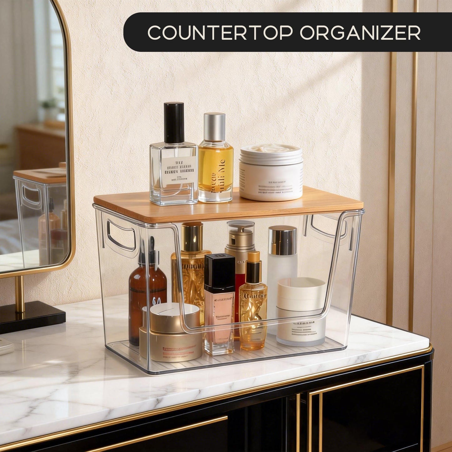 Pantry Organizers Storage, 2 Pack Large Clear Storage Bins for Onion, Potato, Garlic, Canned Food, Organizer Bins for Under Sink, Kitchen, Countertop, Bathroom