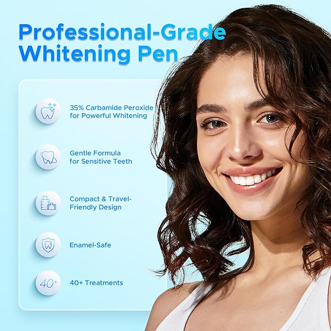 Luelli Teeth Whitening Pen, 20+ Uses - Travel Size Professional Tooth Whitener Serum, Extra Strength Organic Teeth Bleaching Gel for Sensitive Teeth, Instant Stain Removal, Simply White Smile, 4 Count