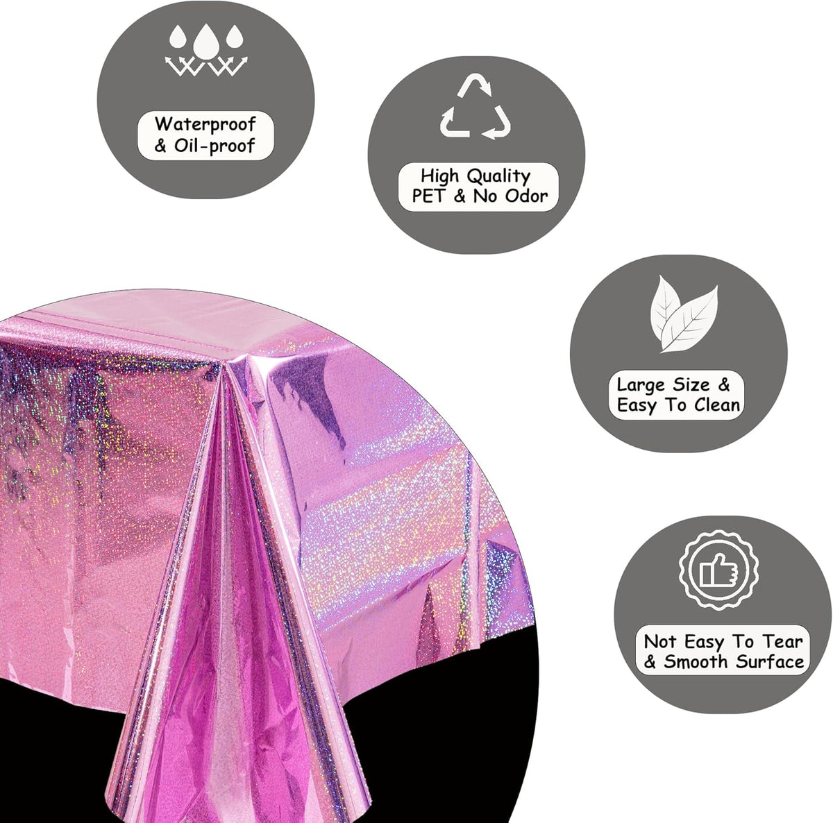 GREATRIL Pink Party Table Cloth Disposable Rectangle Tablecover for Birthdays Girls Princess Anniversary Celebration Tablecloth Decorations - 54'' x 108'' - 2 Packs