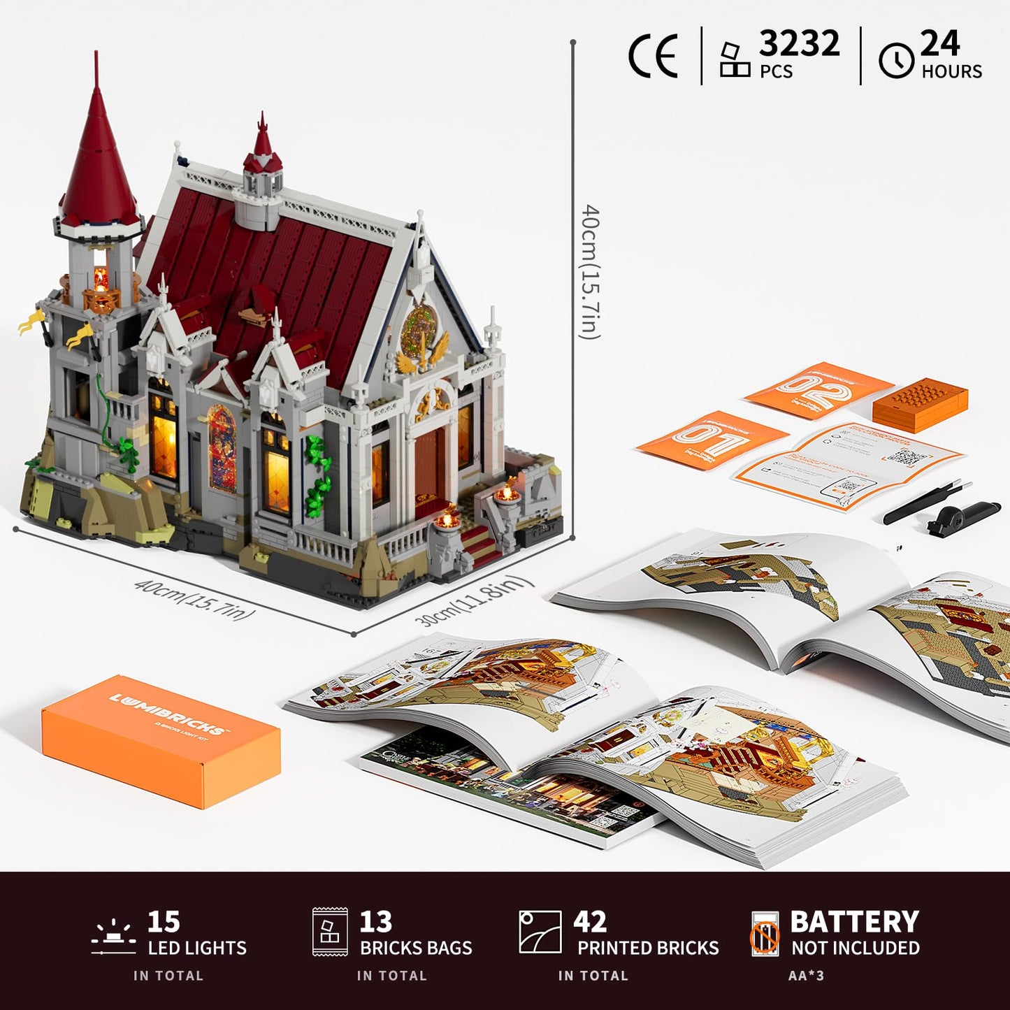 Lumibricks Medieval Castle Banquet Hall Lighting Building Bricks Set - Middle Ages City Town Modular Collection Display Kit with Minifigures 3232 Pcs for Adults & Teens