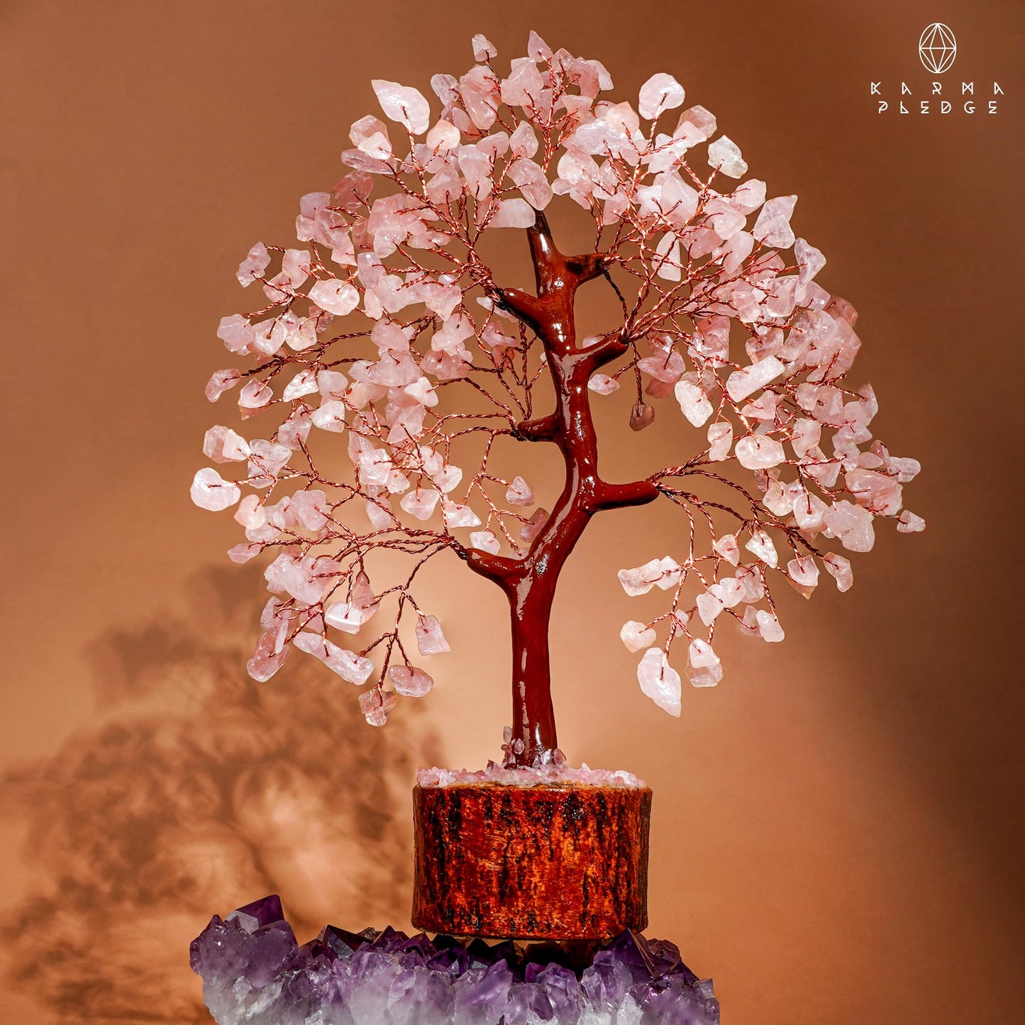 Rose Quartz Crystal Tree of Life Birthday Gifts for Women, Men, Handmade Home Decor, Office Decoration, Healing Crystal Chakra Tree for Money, Positivity, Reiki, Good Luck Gifts for Her, Mom & Dad