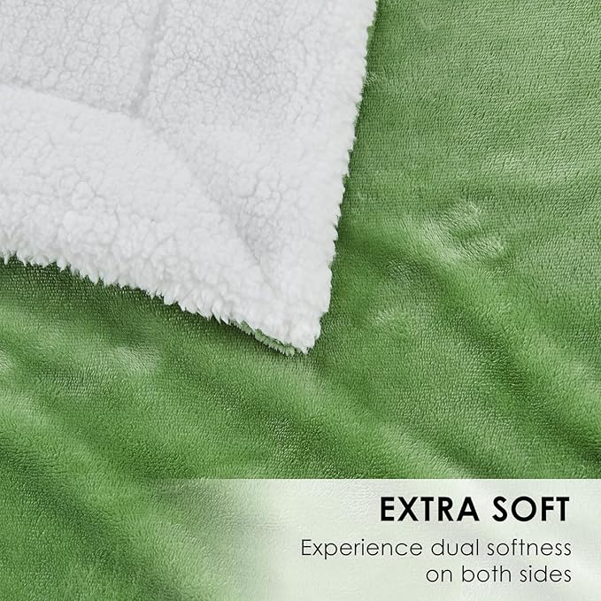 SOCHOW Sherpa Fleece Throw Blanket, Double-Sided Super Soft Luxurious Plush Blanket Twin Size, Sage Green, 60x80 inches