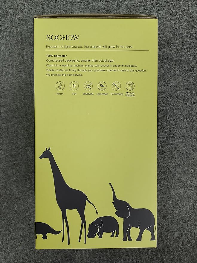 SOCHOW Glow in The Dark Throw Blanket 60 x 80 Inches, Galaxy Stars Pattern Soft Cozy Flannel Fleece Blanket for Sons Daughters, All Seasons Grey Presents Blanket for Preteens Teens