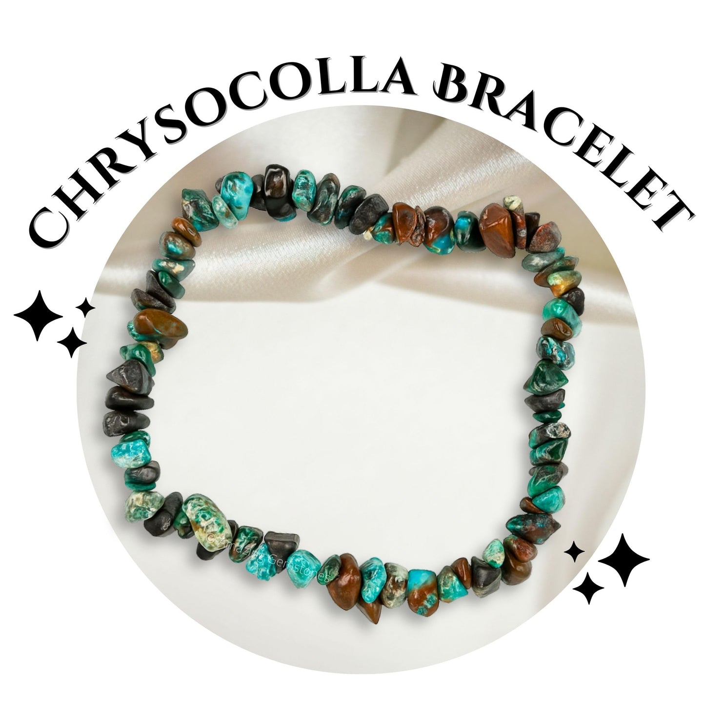 Amazing Gemstone Chips Bracelet (Chrysocolla)