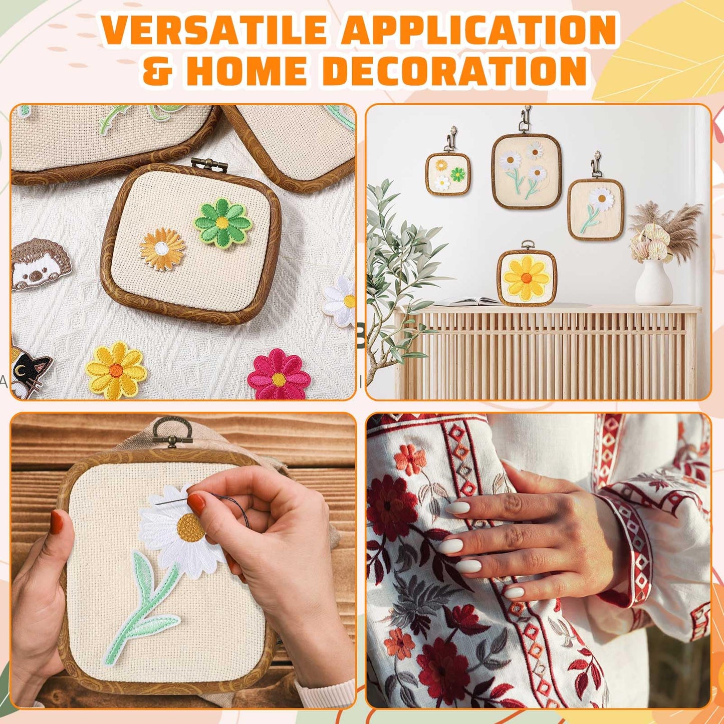 Qunclay 6 Pcs Square Embroidery Hoop Frame 3 Sizes Cross Stitch Display Hoops Ring for Art Craft DIY Sewing and Hanging Ornaments Decor