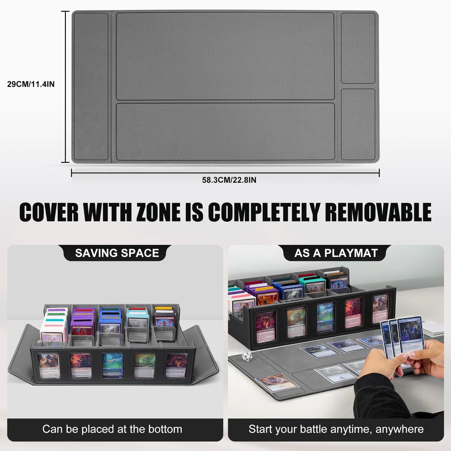 Kabinka Trading Card Storage Box with Commander Display, 5-Row Deck Case with Removable Lid; 3900+ Card Organizer for MTG TCG PTCG Sports Card, Top Loaders Storage Box (Black)