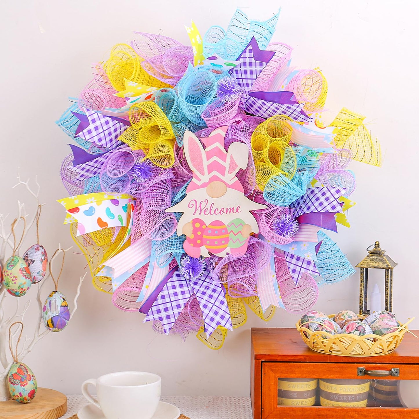 JStnana 3 Rolls Yellow Deco Mesh Ribbon, 6 Inch x 30FT Per Roll Metallic Foil Burlap Deco Mesh Fabric for Spring Easter Christmas Tree Wreath Swags Bow Making DIY Craft