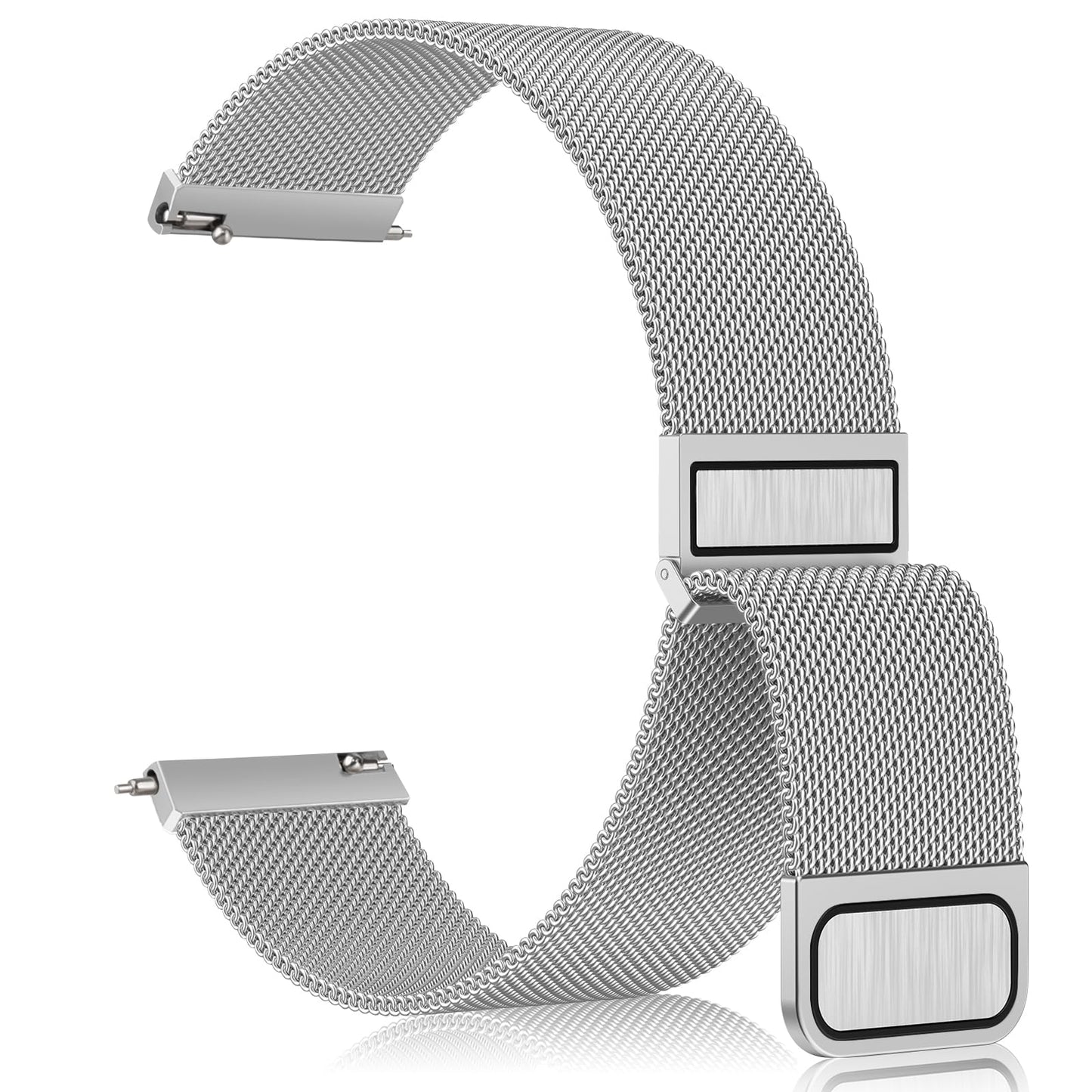Vanjua 22mm Watch Band for Women Men, 22mm Quick Release Stainless Steel Metal Mesh Loop Adjustable Magnetic Replacement Wristbands Straps Bands