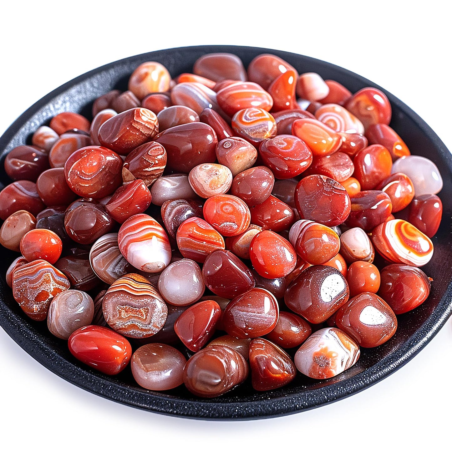 SigMntun Polished Carnelian Crystal Stone Set - 72 Pcs, 0.5" 10 oz Handpicked Tumbled Gemstones Rocks Quartz, Pebbles for Reiki, Chakra, Healing, Home Decor, 0.5" - 10 oz Mahogany Obsidian