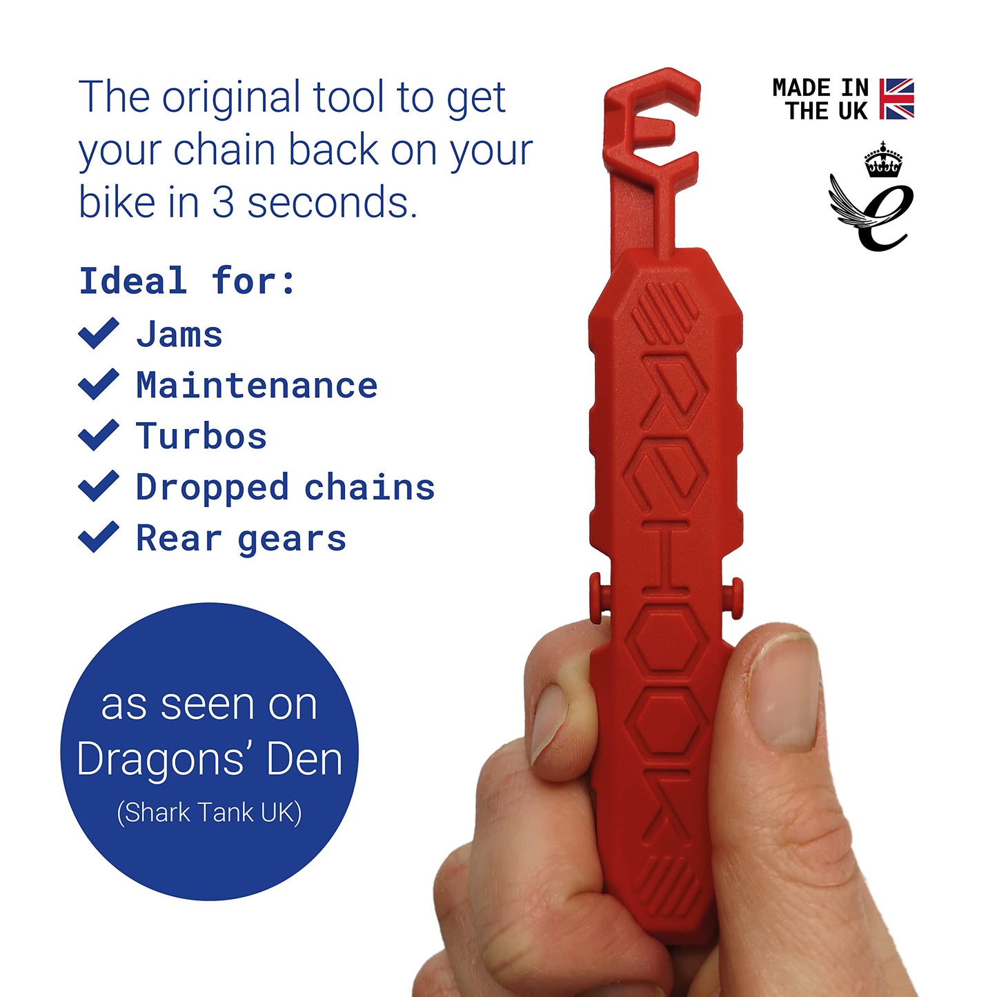 Rehook Colour - Get Your Chain Back on Your Bike in 3 Seconds. Without The Mess - Perfect Xmas Stocking Filler RED