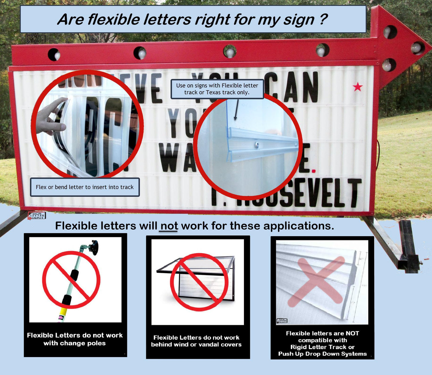 4" Flex Changeable Sign Letters on 5" Clear Panels – Black Letters & Red Numbers – Fits A-Frame, Sidewalk & Portable Signs – Made in USA