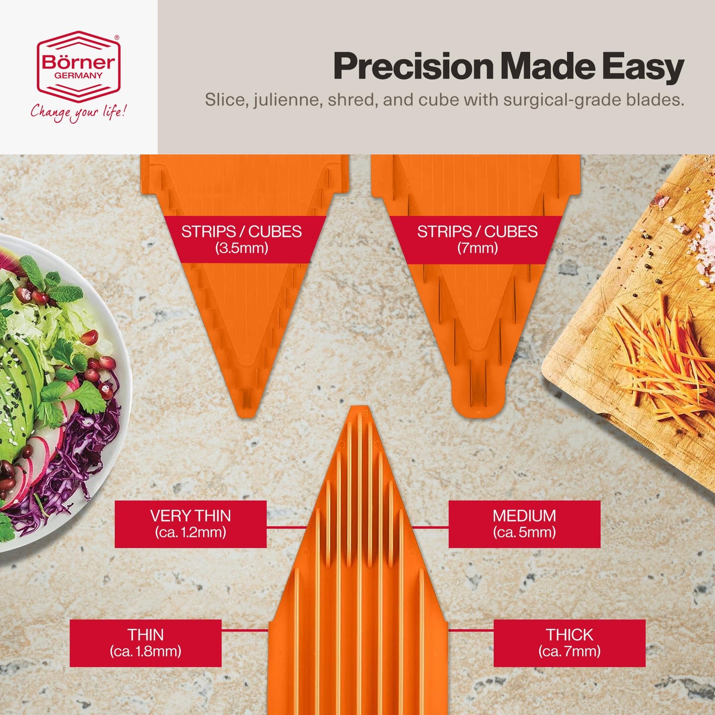 Swissmar Borner V-1001 V-Slicer Plus Mandoline 5 Piece Set (Orange)