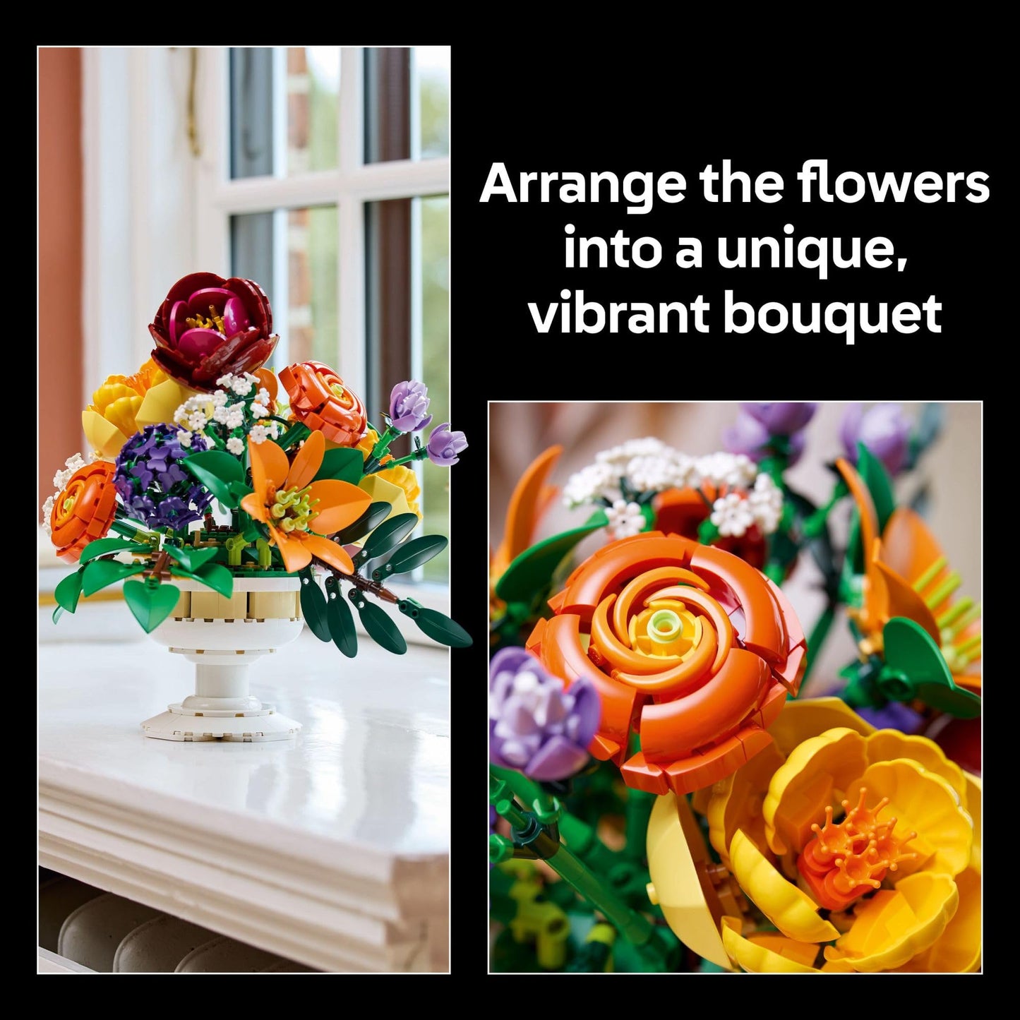 LEGO Botanicals Flower Arrangement Artificial Flowers Building Set - Decor for Table Display - Gift for Mothers Day - Unique Bouquet for Adults, Ages 18+ - 10345