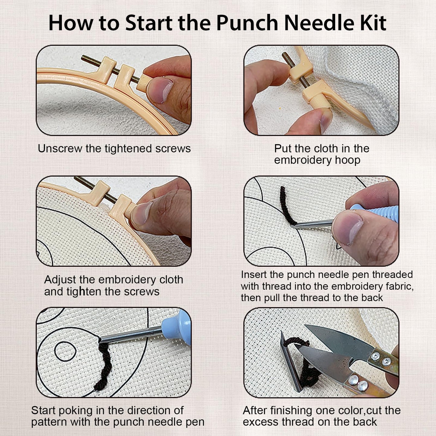 Nuberlic 3 Pack Punch Needle Kits for Beginners Mushroom Embroidery Pattern with Hoop Embroidery Punch Needle Starter Craft Set, Perfect Handmade Gift for Adults & Teens (Beginner-Friendly Crafts)