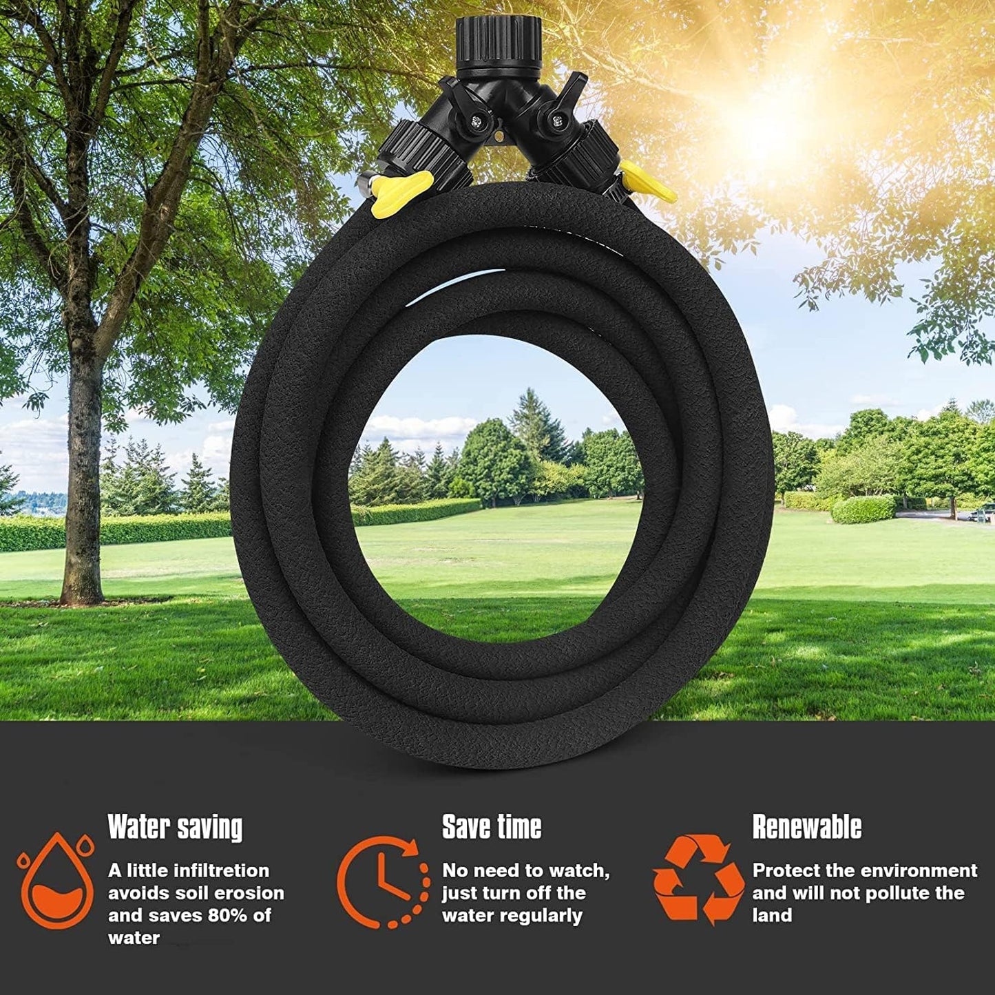 ZGWDrip 10FT for Trees 1/2" Water-Saving Soaker Hose with Solid Brass Connectors, Drip Irrigation Kit