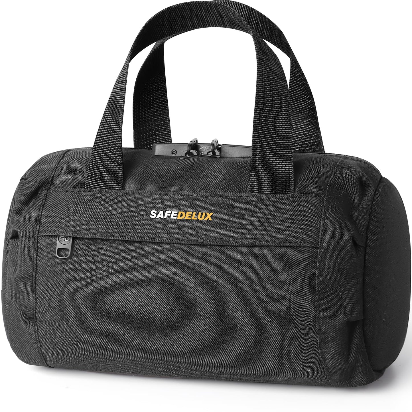 SafeDelux Smell Proof Bag with Combination Lock, Odorless Activated Carbon Fiber Smell Proof Container, Portable Stash Box for Travel, Home, Office & Gifts (Black1)