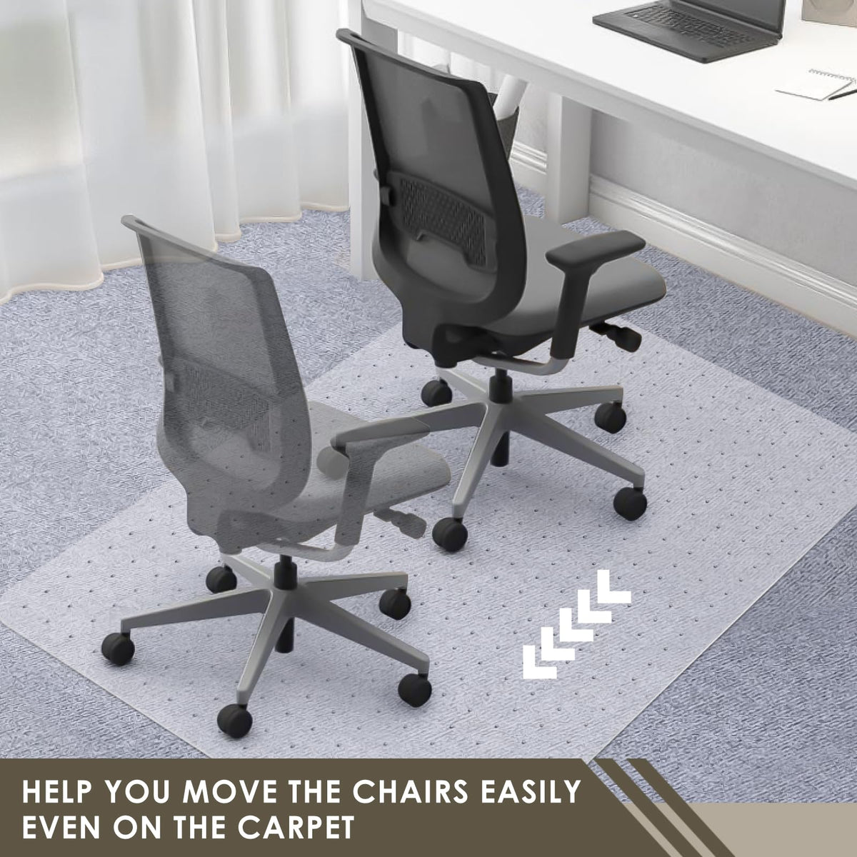 Heavy Duty Office Chair Mat for Carpet 45" x 53" Hard Material Large (2 Count)