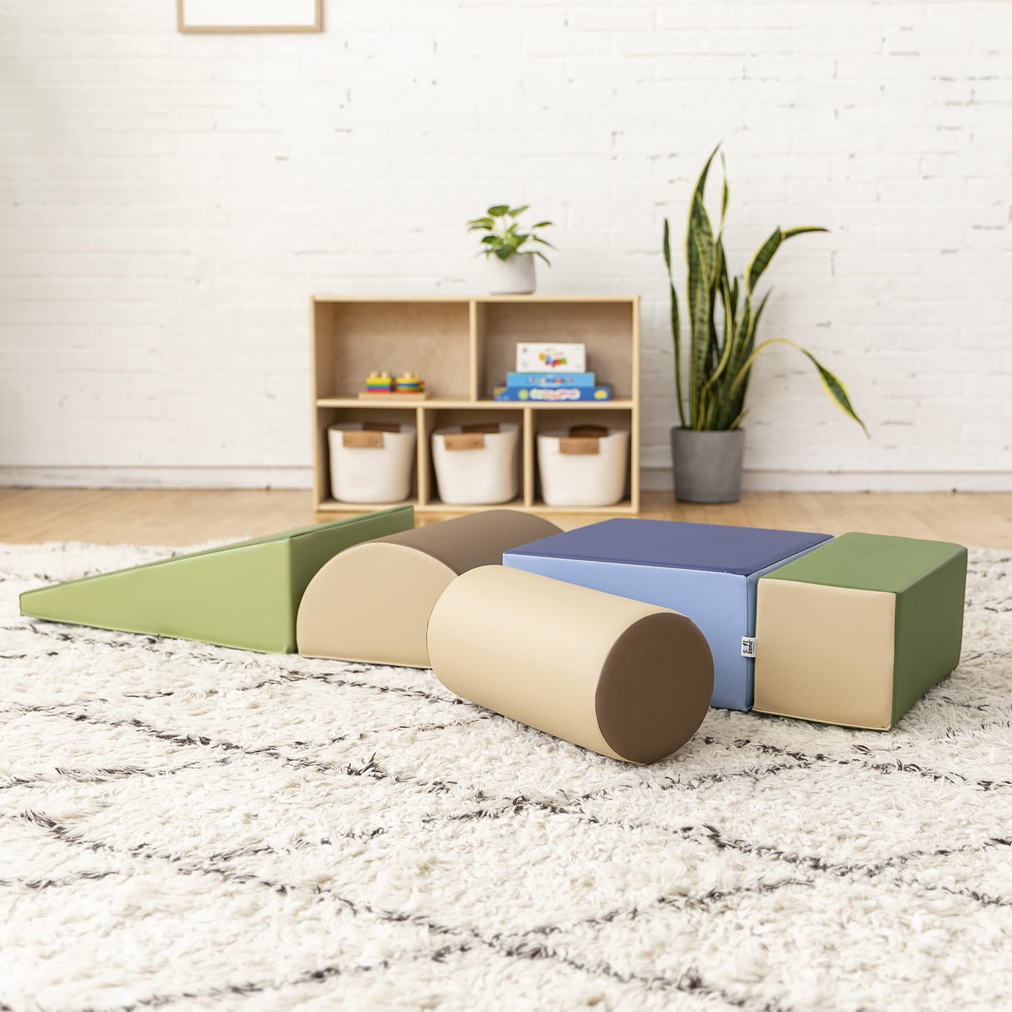 ECR4Kids SoftZone Climb and Crawl Active Playset, Building Blocks, Earthtone, 5-Piece