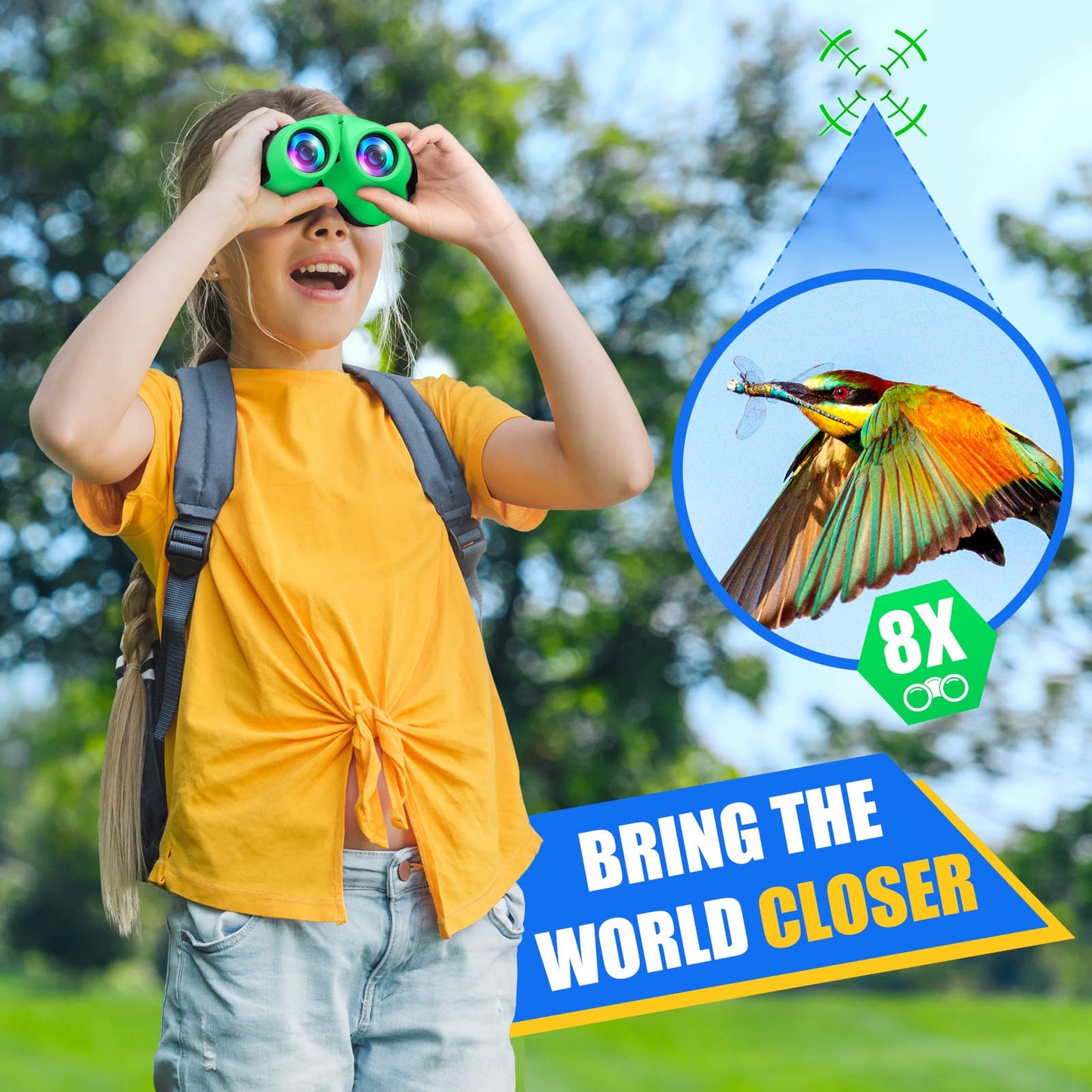 LET'S GO! Best Toys for 3-8 Year Old Boy, Easter Compact Waterproof Binocular for Kids Boys Brithday Christmas Stocking Stuffers for Kids 8-12 Gifts for 5-7 Year Old Boy Toys