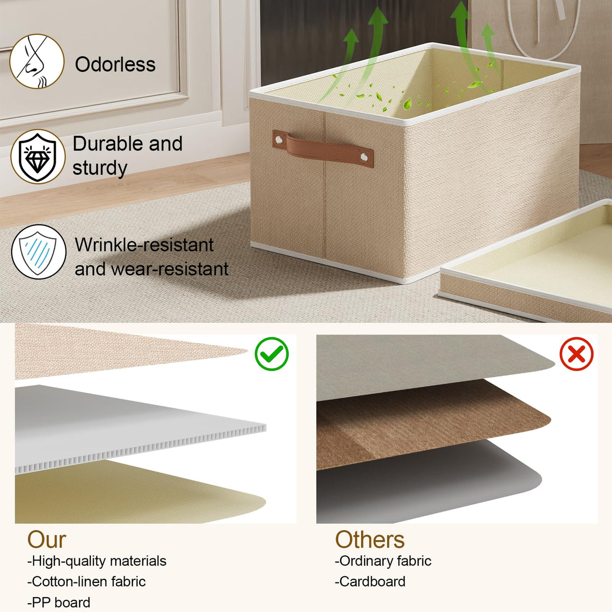 Beige Foldable Storage Bins