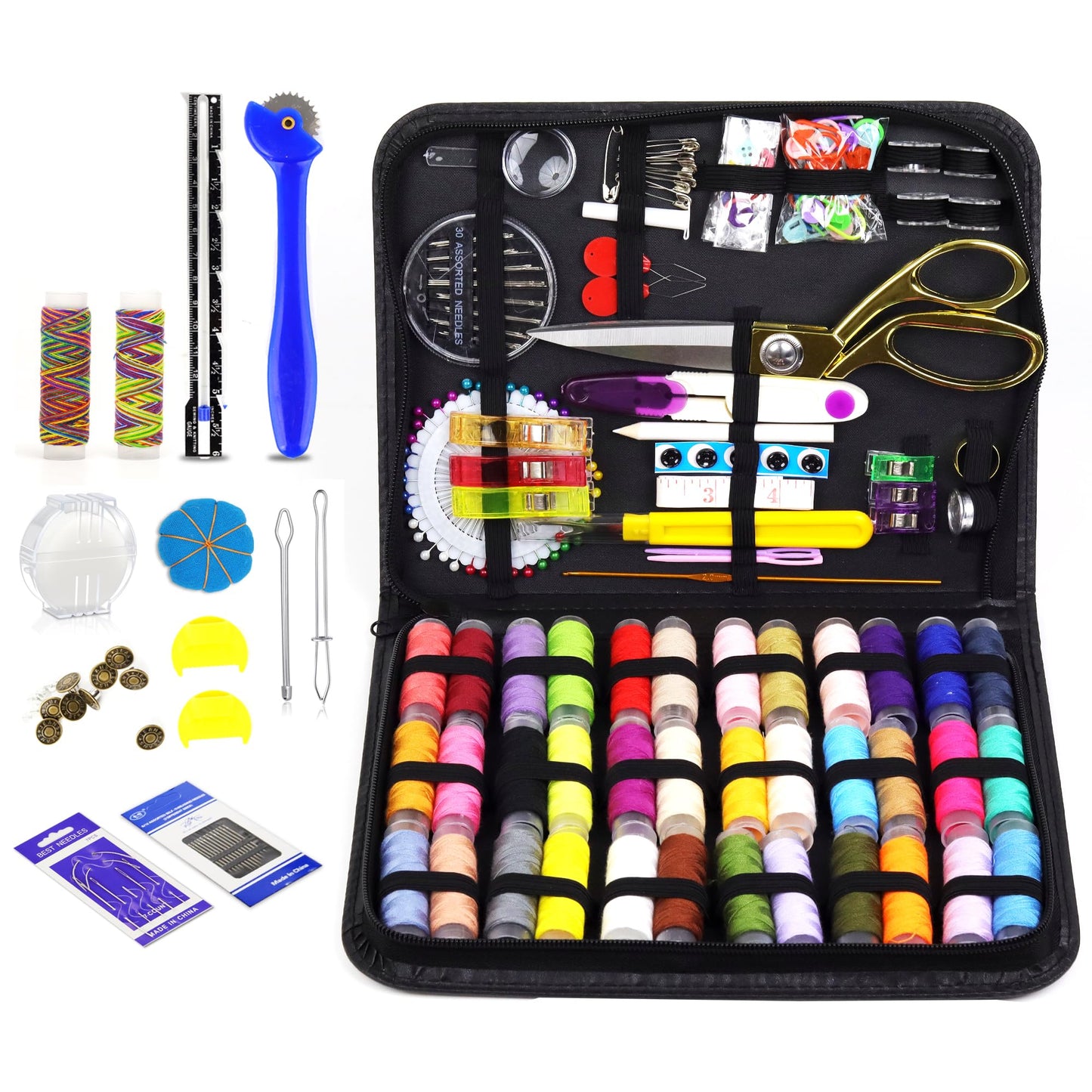 Sewing Kit for Adults, 238 pcs Sewing Accessories,38XL Thread Spools, Friendly for Beginner and Professional for Worker, Suitable for Travel, Home, School and DIY Gift, Needles,Emergency Sewing Kits