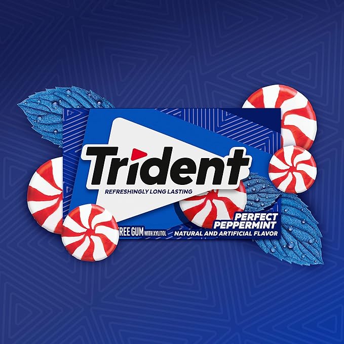 Trident Perfect Peppermint Sugar-Free Chewing Gum, 12 Packs of 14 Pieces (168 Total Pieces)