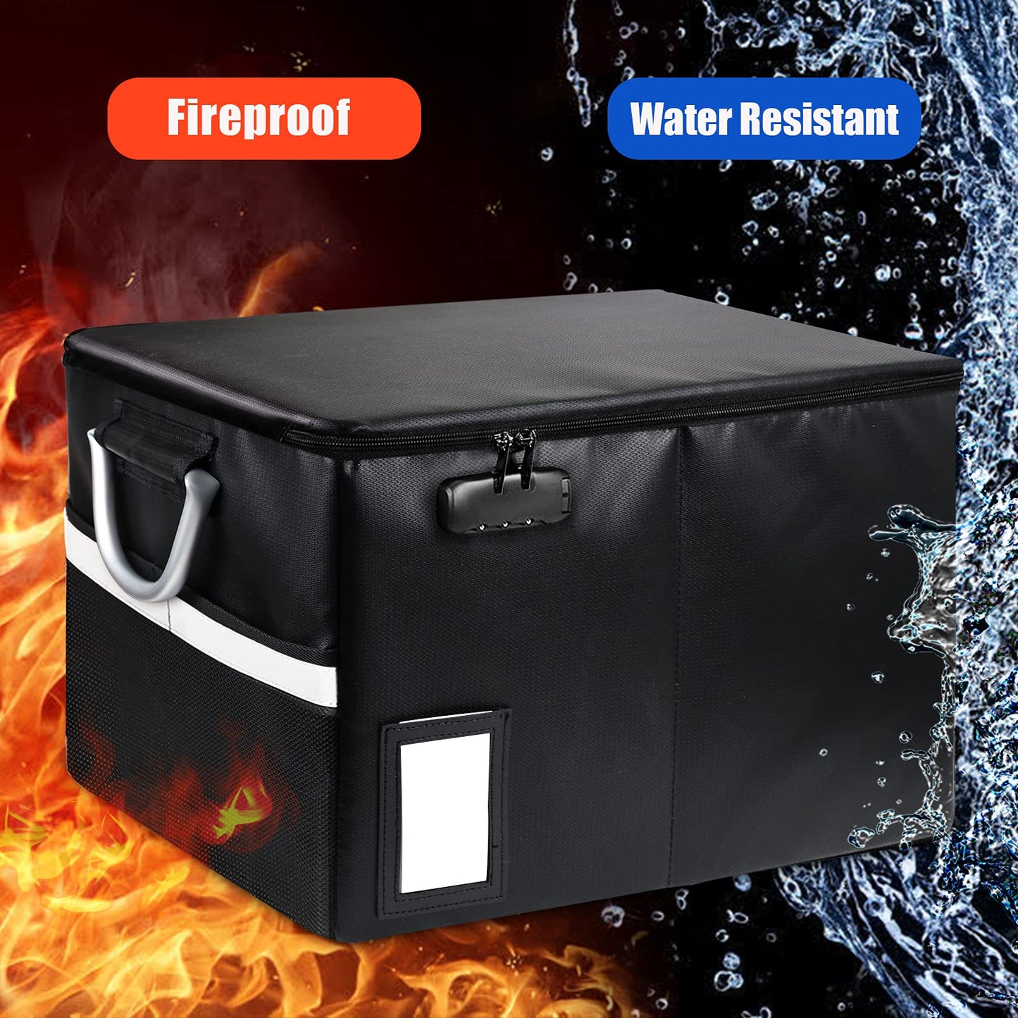 TOMKID Fireproof Document Box, Fireproof File Box with Lids, Important Document Organizer Box with Lock, Portable File Folder Organizer with Handle
