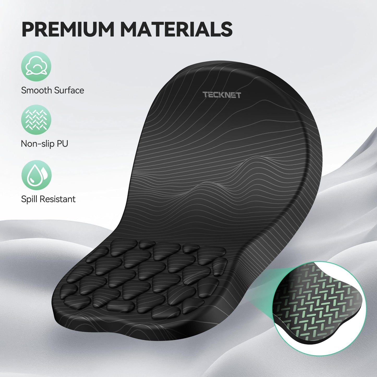 TECKNET Ergonomic Mouse Pad with Wrist Rest, Soft Mousepad with Massage Design, Memory Foam and Non-Slip PU Base for Pain Relief, Gaming Mouse Pad for Desk, Home, Office, 12x8 Inches, Black White
