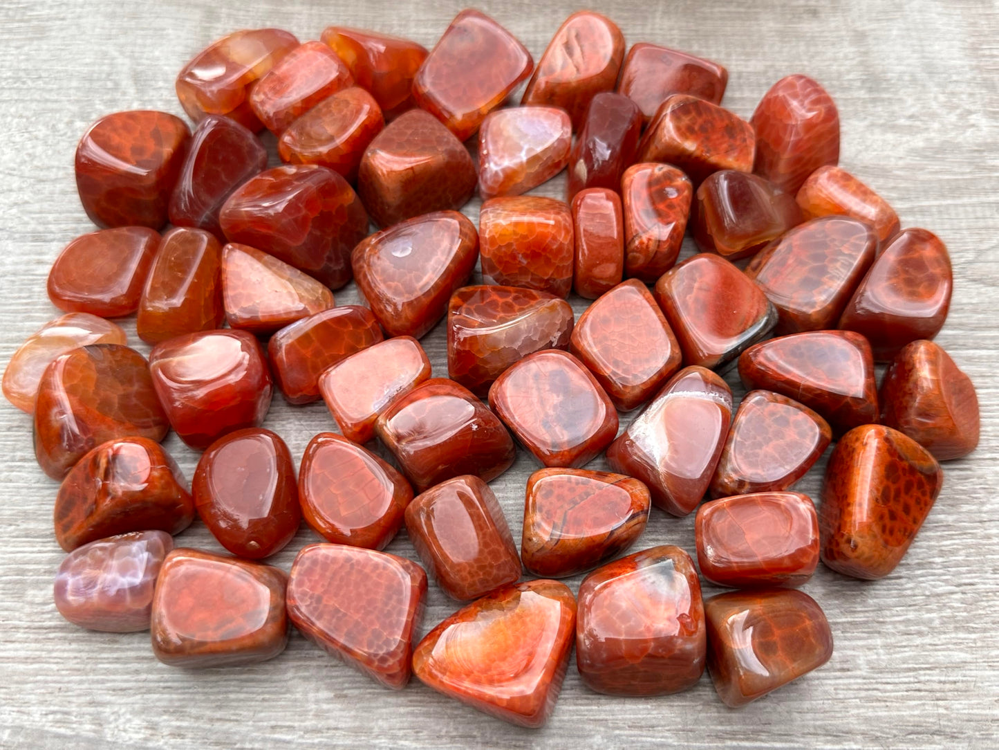 GAF TREASURES 5 Pcs Fire Agate Tumbled Stones, Polished Fire Agate Gemstone, Fire Agate Healing Crystals