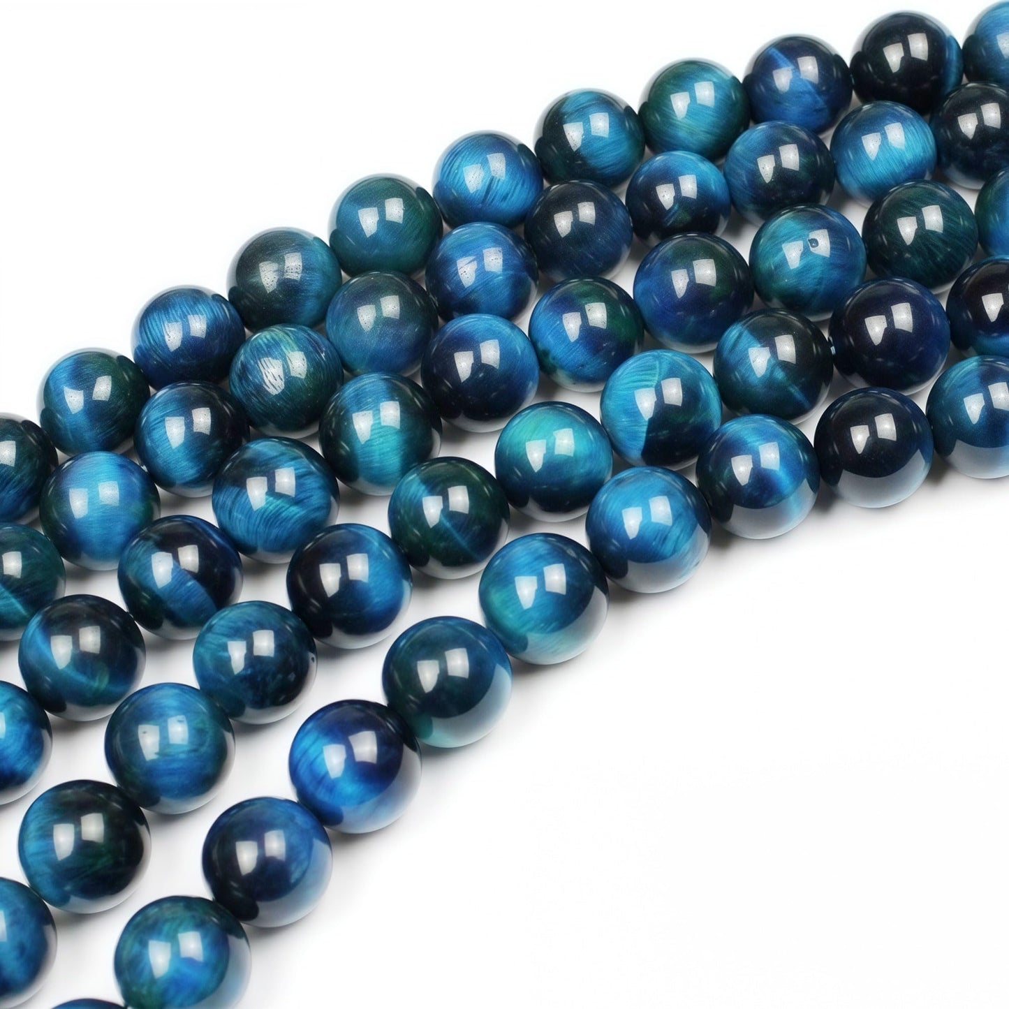 MJDCB Stone Beads 8mm 43pcs Round Sky Blue Tiger's Eye Loose Gemstone Bead Charms for Jewelry Making Bracelet Necklace Earring Pendant