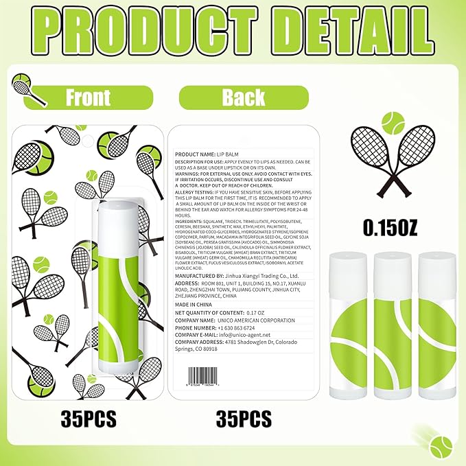 35 Pack Christmas Lip Balm Gifts Bulk Tennis Party Favors Christmas Tennis Sports Team Inspirational Gifts for Women Sports Lovers Players Team Teen Adults Coach Xmas Stocking Stuffers