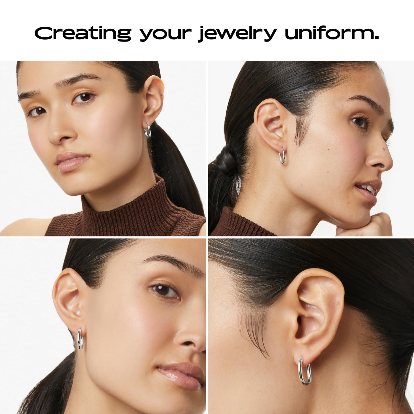 Ana Luisa Rectangle Hoop Earrings - Sterling Silver Base With 14K Gold & Silver Rhodium Plating - Chic, Dainty Mixed Metal Huggie Hoops - Hypoallergenic, Tarnish-Free, and Water-Resistant Hoops