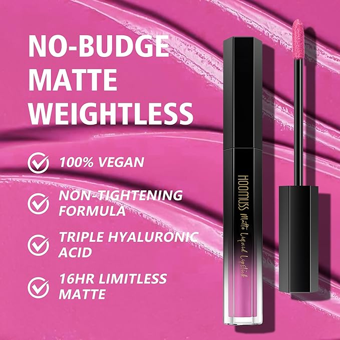 Pink Lipstick Long Lasting, Matte Liquid Lipsticks for Women Non Transfer Smudgeproof Smooth and Easy to Appy Cruelty Free Lip Color, M43 Baby Pink
