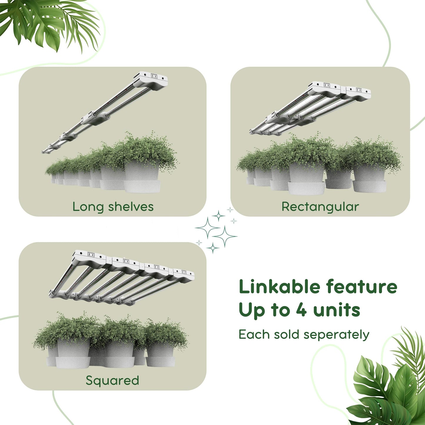 BoostGro LED Grow Light Full Spectrum Modular Linkable 5000K Daylight + 660nm Red Indoor Plant Lighting Fixture (2 FT, White) (1 Pack)
