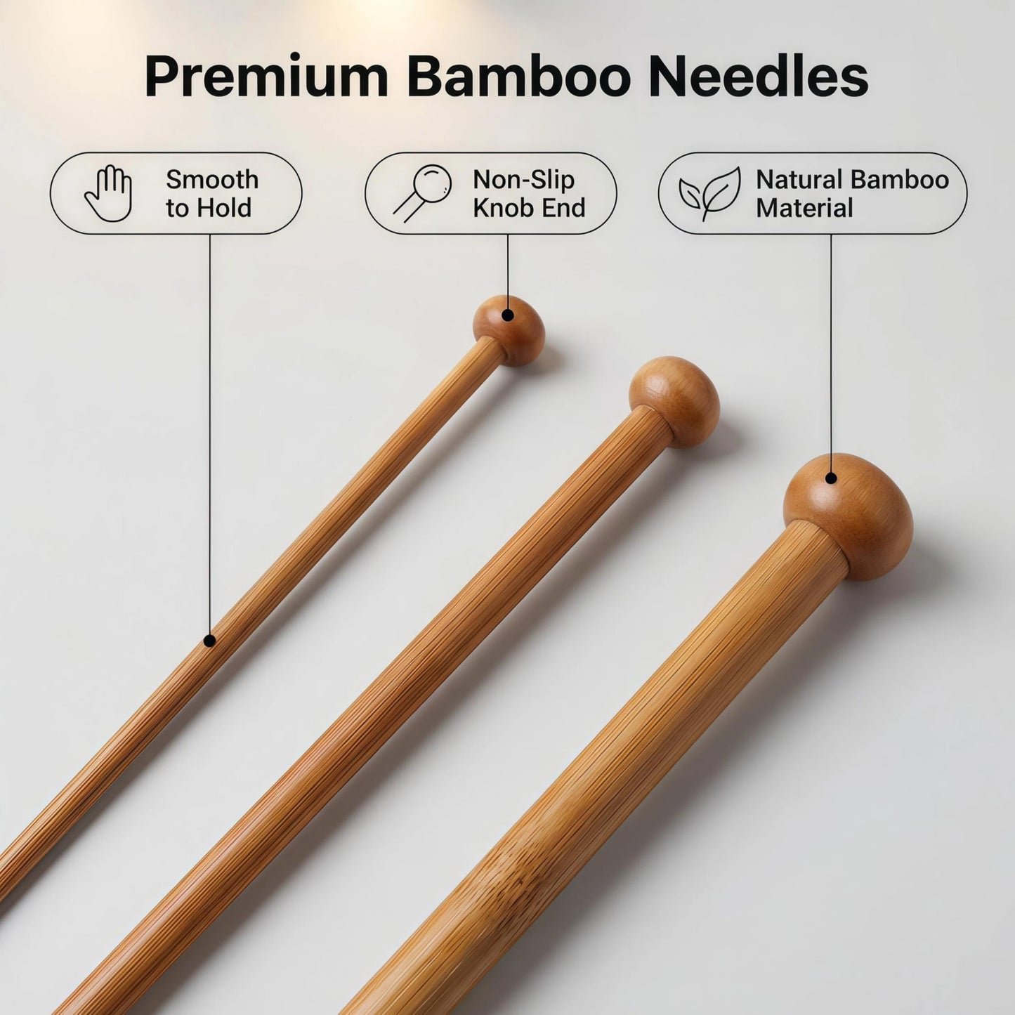 9 Pairs Bamboo Knitting Needles Set,13.8 in Long Natural Wooden Knitting Needle, Single Point Straight Wood Needles with Pouch, Knitting Needle for Beginners Making Sweater, Shawl, Scarf