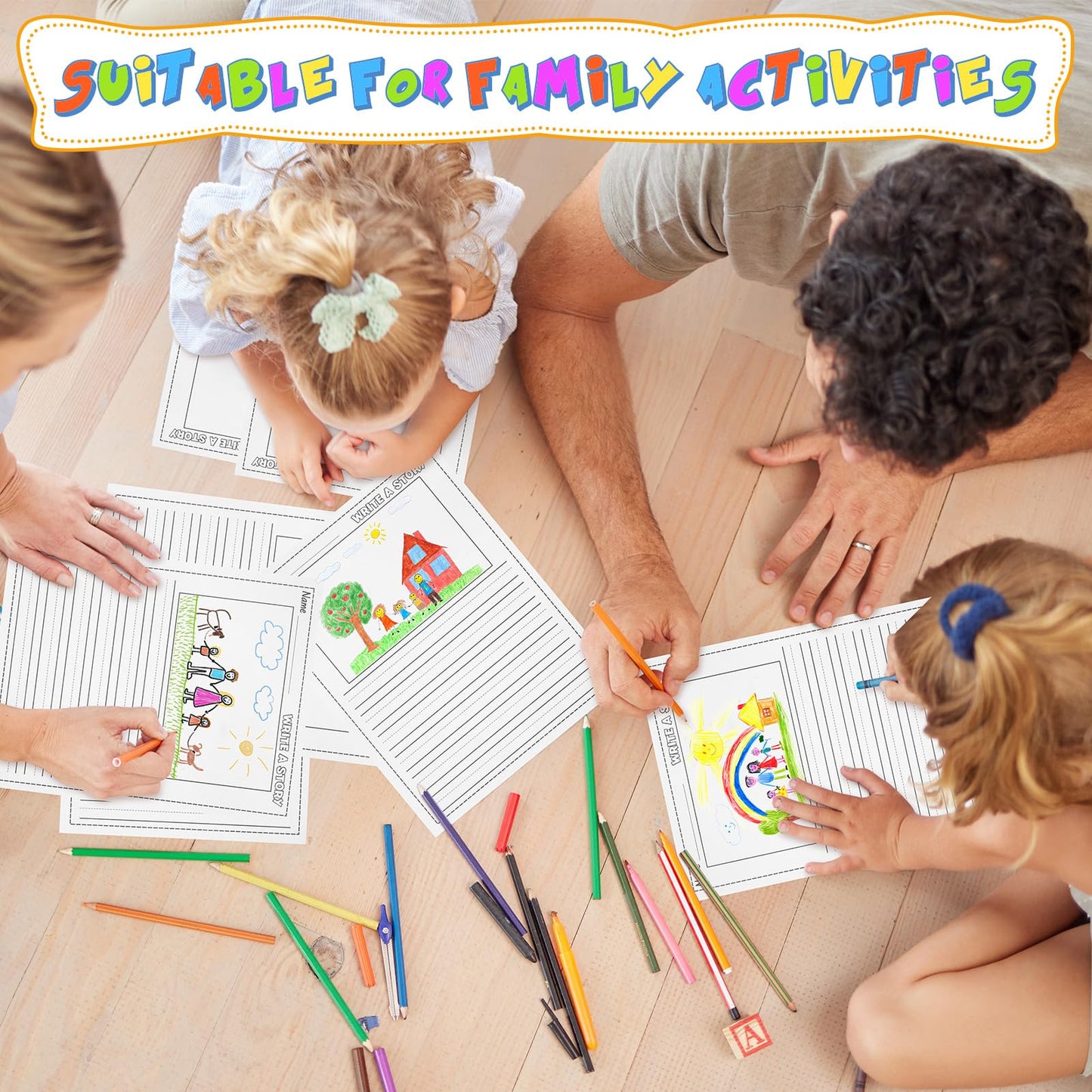 300 Sheets Writing Beginner Paper for Kids Create Story, 8.5"x11" Handwriting Paper Bulk with Picture Space and Lines DIY Craft Writing Kit for Kids Journal Activity, Easter Gifts