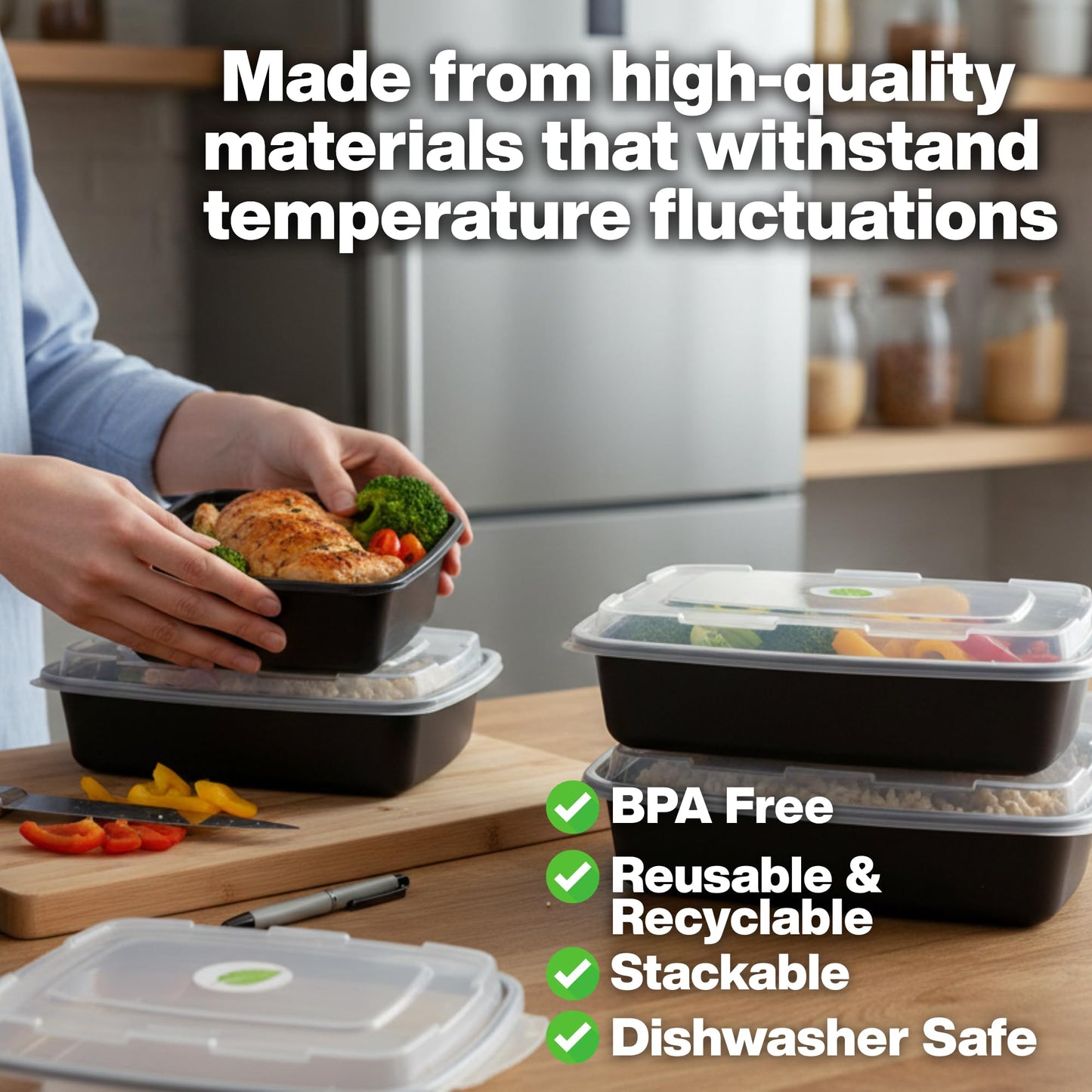 ProTakeOut Meal Prep Containers [30 Pack] Rectangular Food Storage Containers with Lids, Bento Box, BPA Free, Stackable, Microwave/Dishwasher/Freezer Safe To Go Food Containers for Meal Prep (28 oz)