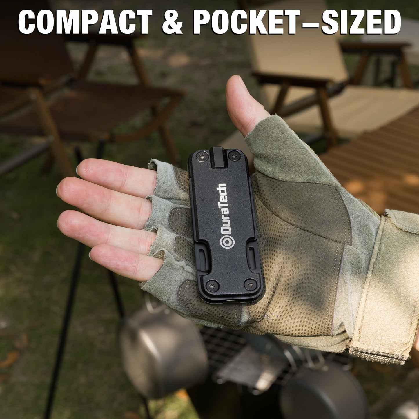 DuraTech 16-in-1 Multitool Knife, Gift for Men, Compact EDC Pocket Tool with Blade, Magnetic Bit Holder, 6 S2 Screwdriver Bits, Bottle Opener & Rope Cutter – Ideal for Camping, Hiking, Survival