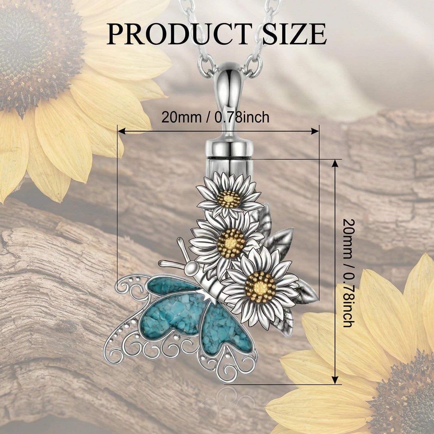 HKPATOP Butterfly Urn Necklace for Ashes 925 Sterling Silver Turquoise Daisy Pendant Cremation Memorial KeepsakeJewelry Gift for Women